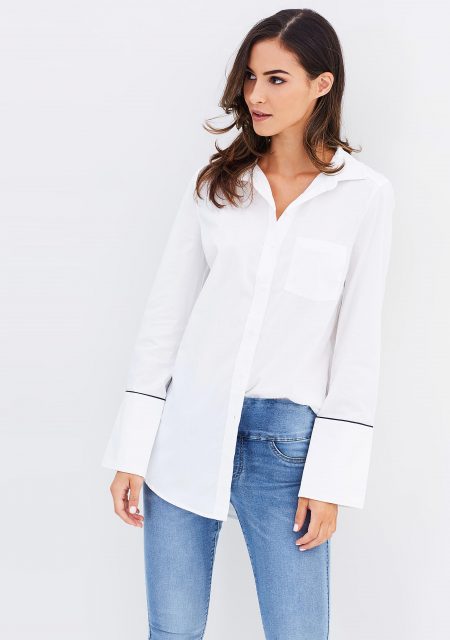 See Need Want Fashion Autumn Must Have Wide Cuff White Shirt Decjuba
