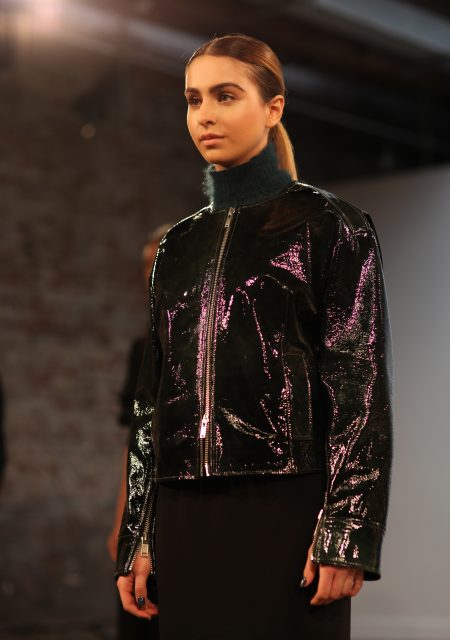 See Need Want Fashion Nyfw Christopher Esber Lianna Perdis Runway Look Patent Leather Jacket