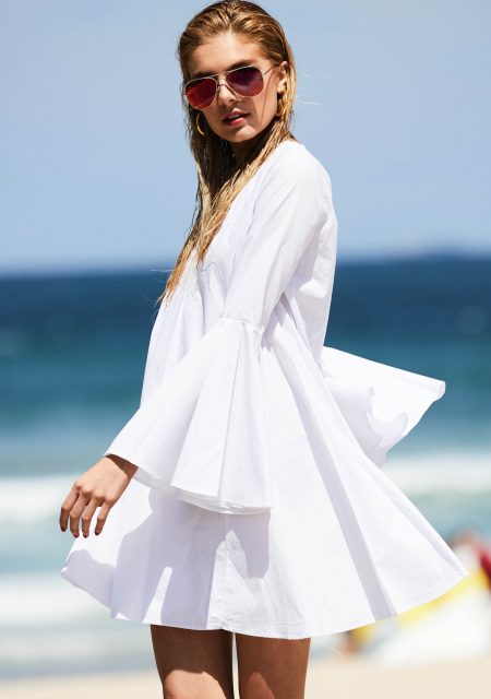 See Need Want Fashion Summer Street Style Trends White Bell Sleeve Dress 4 Copy