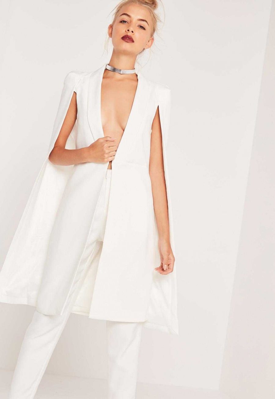See Need Want Fashion Trend Cape Coat Missguided White