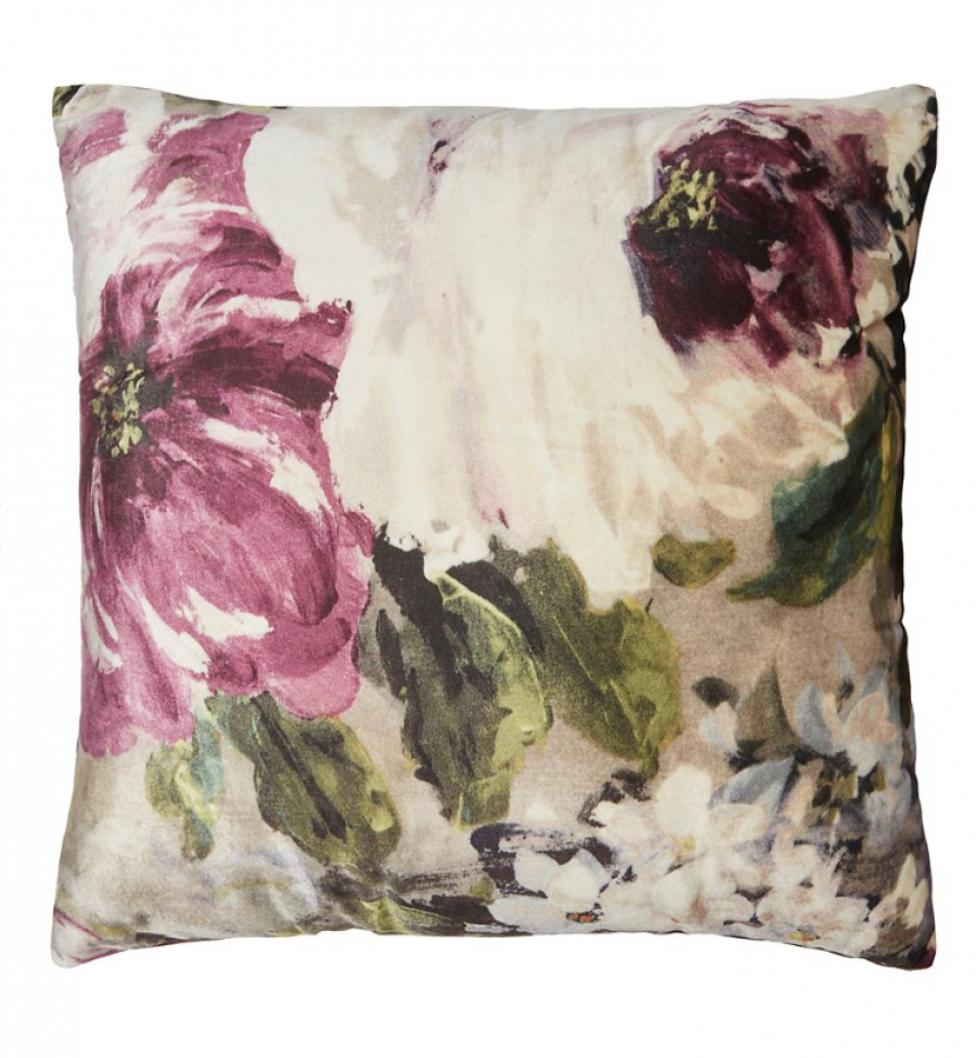 See Need Want Velvet Floral Cushion