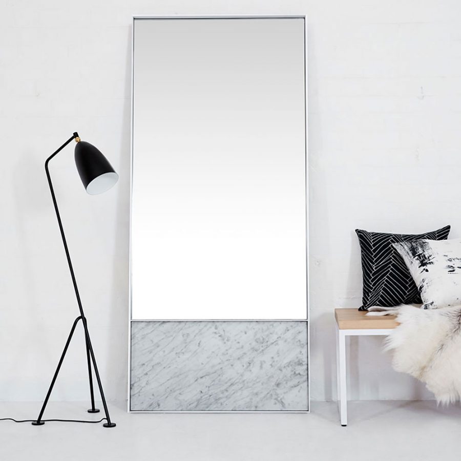 How To Instantly Make Your Home Look Bigger Large Leaning Mirror Modern Marble Loft Style Urban Couture