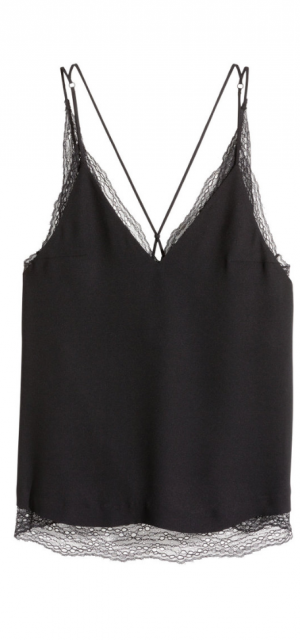 H M Double Layer Lace Camisole Top Black
