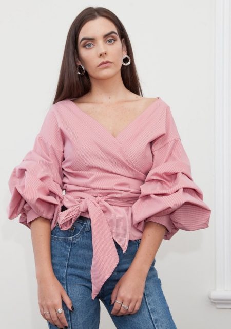 See Need Want Fashion Trend Pink Ruched Sleeve Blouse Hello Parry
