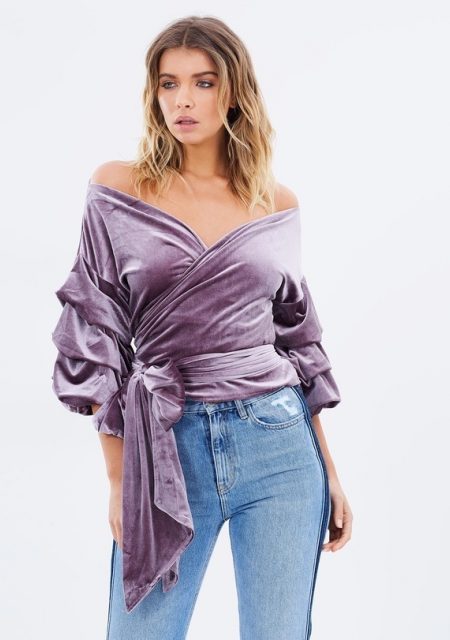 See Need Want Fashion Trend Velvet Wrap Top Lioness