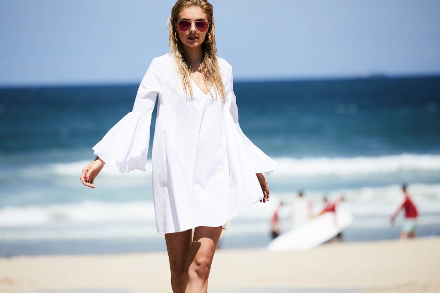 See Need Want Fashion Summer Street Style Trends White Bell Sleeve Dress 3
