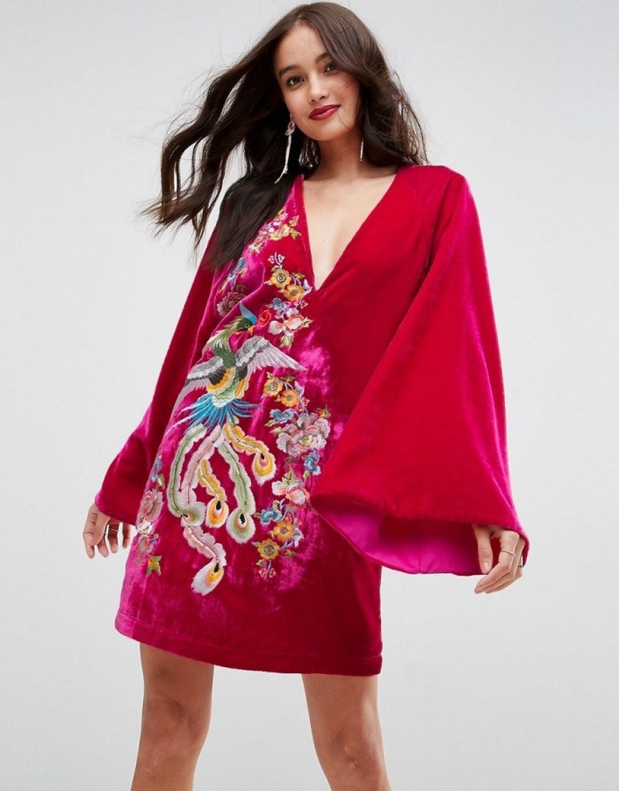 See Need Want Fashion Trend Velvet Kimono Mini Dress Asos