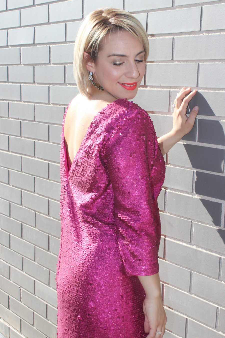 The Stylist Edit Next Trend Pink Sequins Dress Low Back